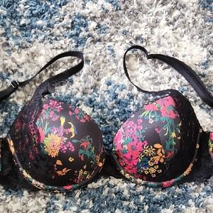 Adore Me Black Floral Lace Bra